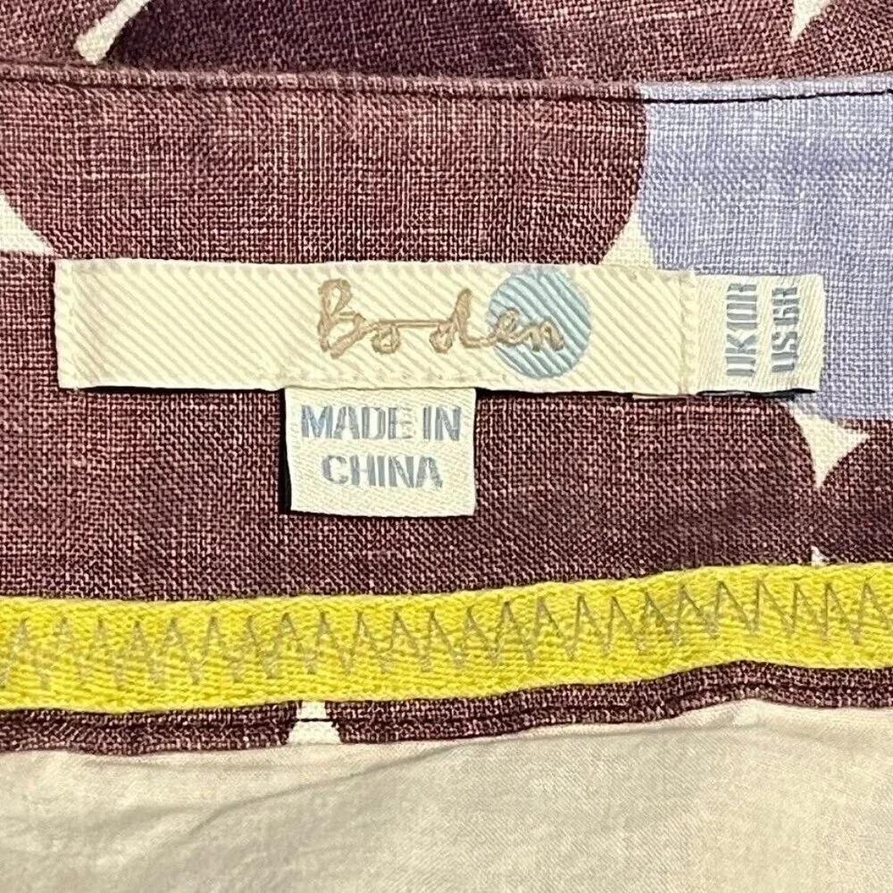 Boden 100% Linen Lightweight Skirt Polka Dot Whimsy Summer Boho Cottage Twee 6